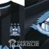 Dettaglio colletto e stemma Manchester City, divisa away 2012-13 Champions