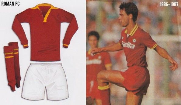 Divise del Roman FC e della Roma negli anni 80