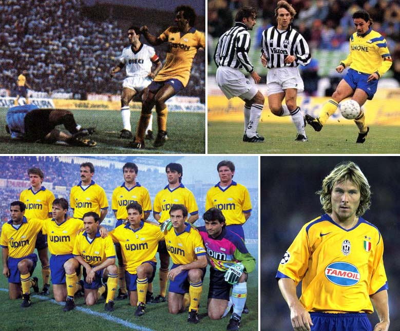 Le varie seconde maglie gialle della Juve nella storia