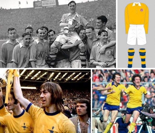 Le varie maglie gialle dell'Arsenal durante la storia