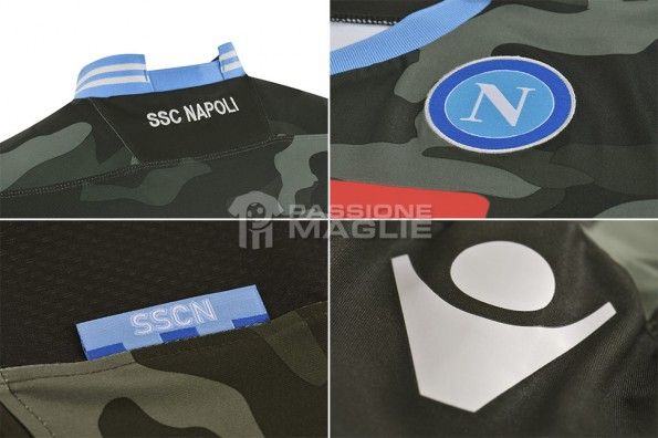 Dettagli maglia mimetica Napoli Champions League
