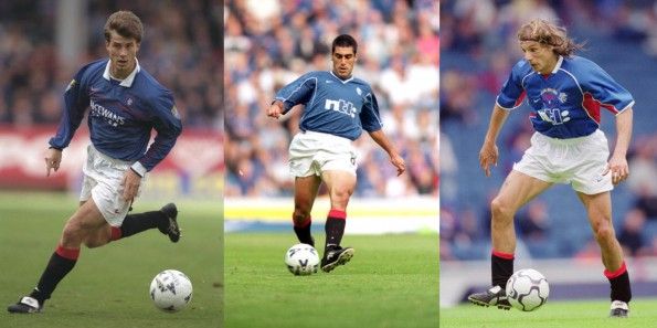 Laudrup, Reyna e Caniggia con la maglia dei Rangers