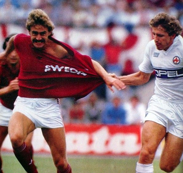 Torino vs Fiorentina, Serie A 1985-1986. Walter Schachner e Renzo Contratto