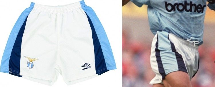 Pantaloncini Umbro per Lazio e Manchester City 1995-97