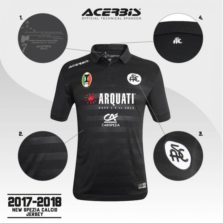 Seconda maglia Spezia nera 2017-2018