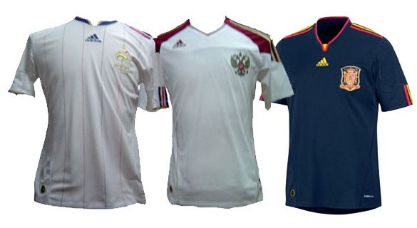 Maglie Francia, Spagna e Russia 2010