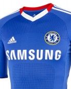 Colletto a V rosso e bianco Chelsea 2010-2011