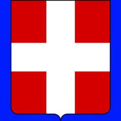Lo stemma dei Savoia, croce bianca su fondo rosso