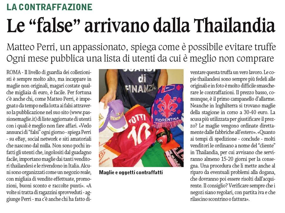 Passione Maglie sul Corriere Nazionale del 18 Marzo 2011