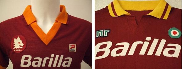 Maglie della Roma anni '80, realizzate da Patrick e NR.