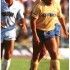 Maradona con la maglia gialla del Napoli Maradona 1986-1987