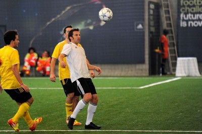 Del Piero in partita durante l'evento Adidas miCoach