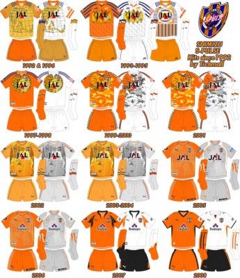 Le divise dello Shimizu S-Pulse dal 1992 al 2008 Disegni divise Shimizu