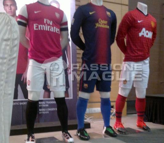 Arsenal, Manchester United e Barcellona maglie 2012-2013