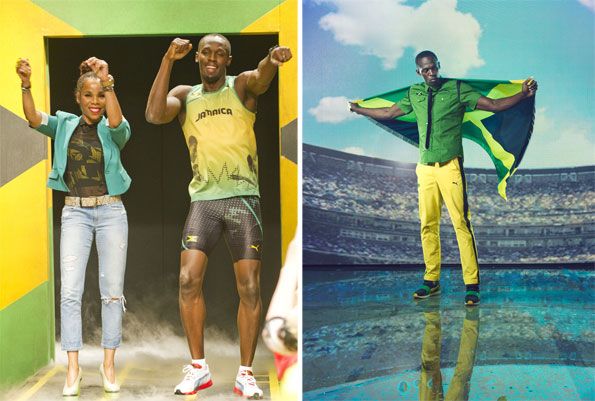 Bolt e Cedella Marley alla presentazione Presentazione divise Giamaica Londra 2012