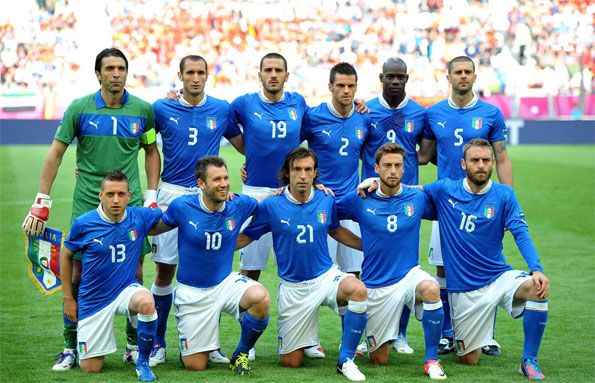 La formazione dell'Italia contro la Spagna a Euro 2012 Italia-Spagna formazione iniziale