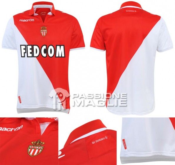 La maglia casalinga dell'AS Monaco 2012-2013 Macron AS Monaco prima maglia 2012-2013