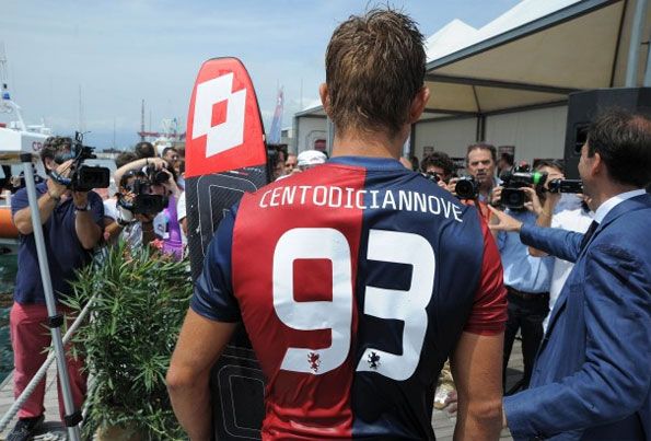 Retro della maglia genoana con font bianco Nomi e numeri maglia Genoa Lotto