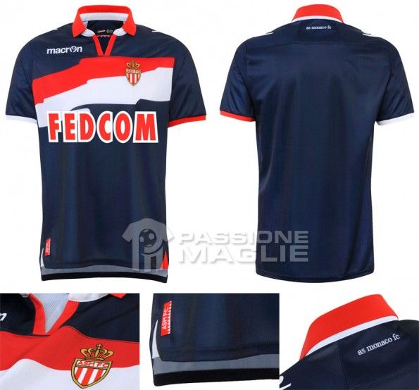 Casacca blu da trasferta del Monaco 2012-2013 Macron Monaco seconda maglia 2012-2013