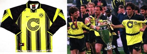 La maglia del Borussia Dortmund per la Champions League 1996/97, non indossata in finale