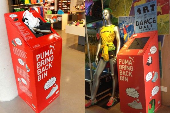 Il box nei Puma store per raccogliere abiti e scarpe usate Box Puma programma Bring me Back