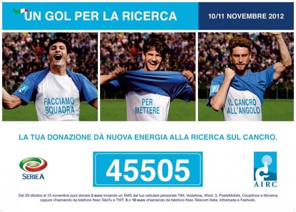 Locandina iniziativa Un Gol per la Ricerca 2012 AIRC Un gol per la ricerca AIRC