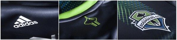 Dettagli della maglia da trasferta 2013 dei Seattle Sounders