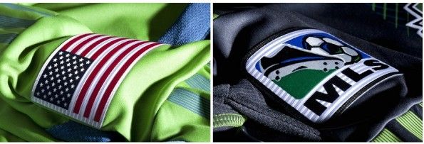 Dettaglio delle tre strisce delle casacche dei Seattle Sounders