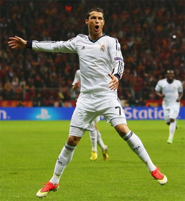 Cristiano Ronaldo esulta in Galatasaray-Real Madrid