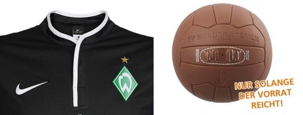 Colletto maglia nera Werder Brema 2013-14 e pallone vintage