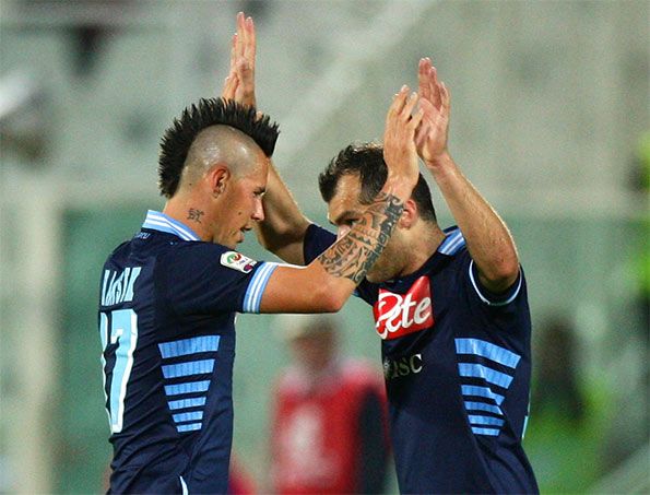 Hamsik e Pandev con la maglia del Napoli