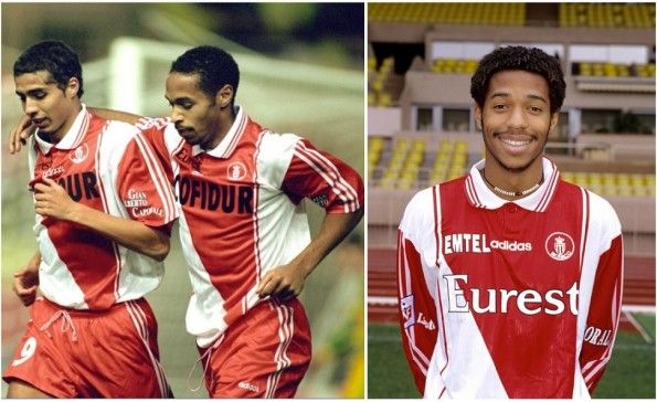 Henry e Trezeguet con la maglia del Monaco 1996-1998