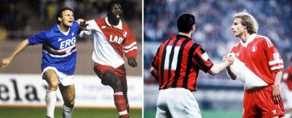 Weah E Klinsmann con maglie Nike e Adidas del Monaco Weah E Klinsmann con maglie Nike e Adidas del Monaco