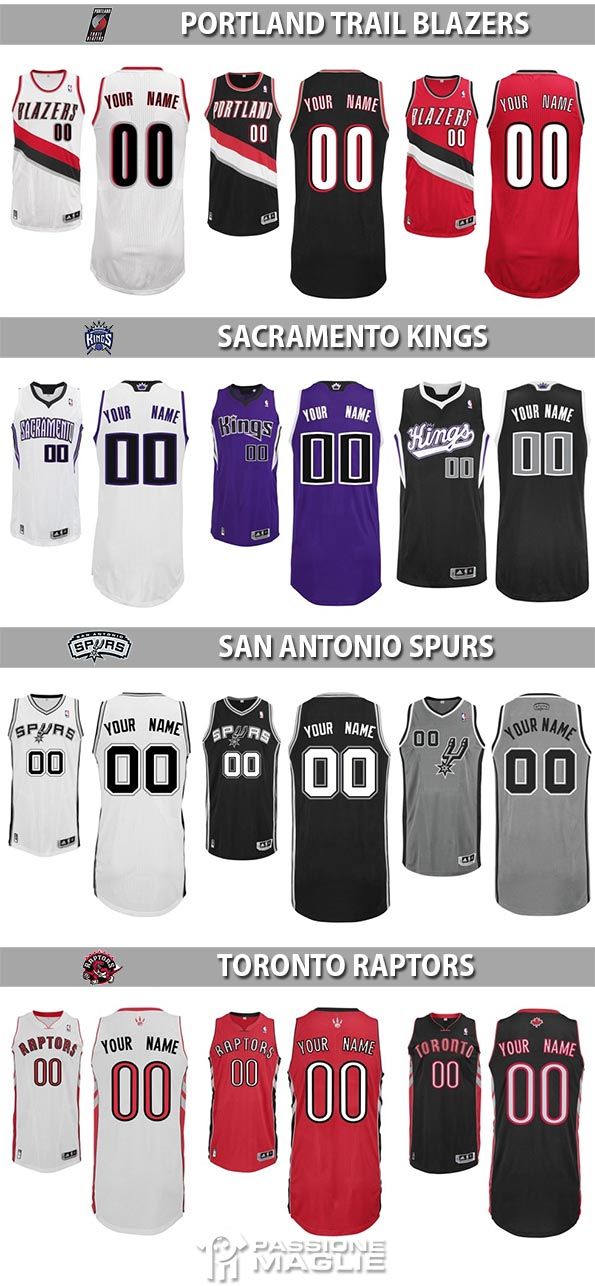 Divise NBA Portland, Sacramento, San Antonio, Toronto