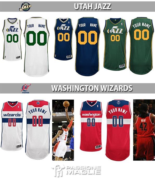 Maglie NBA 2013-2014 Jazz, Wizards