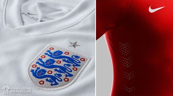 Dettagli maglie Inghilterra 2014-16 Nike