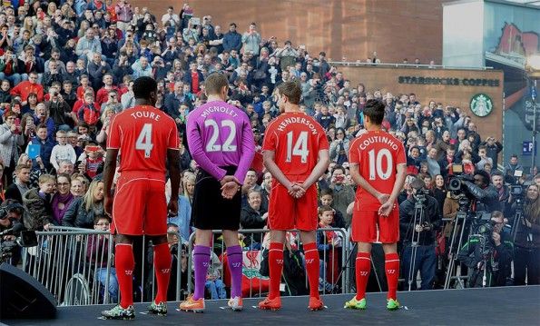 Coutinho, Toure, Mignolet, Henderson Liverpool kit