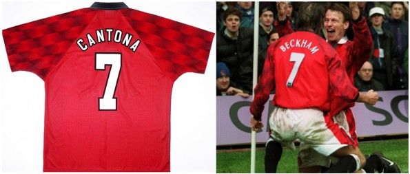 Maglie United Cantona 7 e Beckham 7