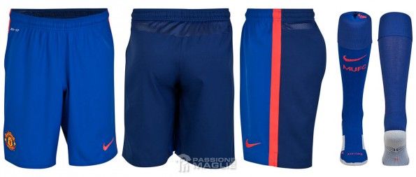 Pantaloncini calzettoni Manchester United blu third kit 2014-15