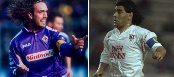 Batistuta e Maradona con Fiorentina e Siviglia