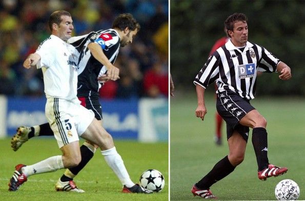 Del Piero e Zidane in azione con Juventus e Real Madrid