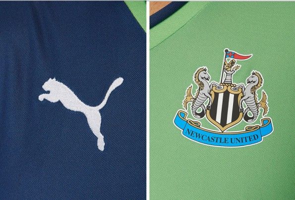 Dettagli terza maglia Newcastle verde-blu