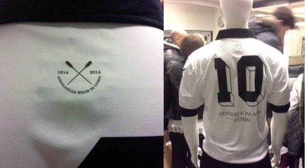 Dettagli maglia celebrativa Como Calcio per Sinigaglia