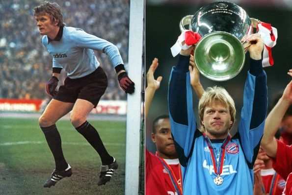Sepp Maier e Oliver Kahn con la maglia del Bayern Monaco