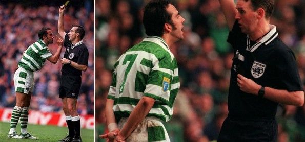 Di Canio protesta contro l'arbitro ai tempi del Celtic