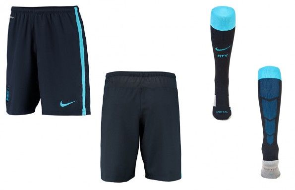 Manchester City pantaloncini calzettoni away 2015-16 blu