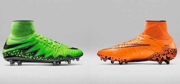 Scarpe Hypervenom II Lightning arancioni e verdi