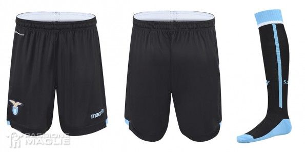 Pantaloncini calzettoni kit Lazio away neri 2015-16