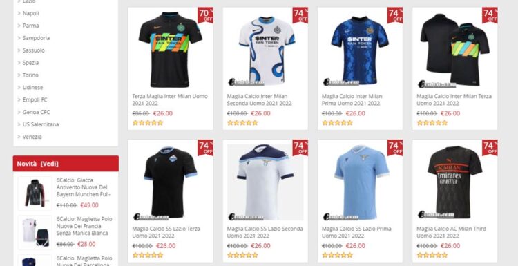 6 Calcio vendita maglie