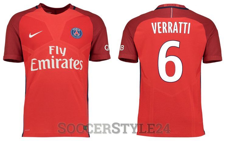 Seconda maglia Paris Saint-Germain 2016-2017 rossa